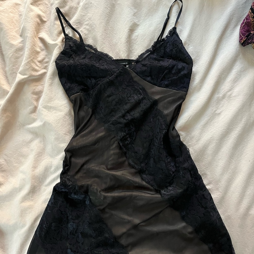 Elegant Black Lace Slip going out Dress